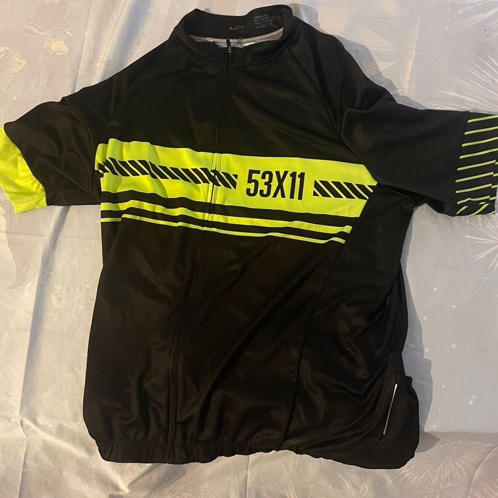 4uCYCLING 53x11 Cycling Bicycle Jersey Shirt Size XL Green & Black